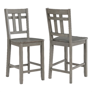 Pemberly Row Farmhouse / Country Gray Finish Wood Counter Chair