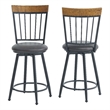 Pemberly Row Black Metal Dark Brown Faux Leather Swivel Counter Stool