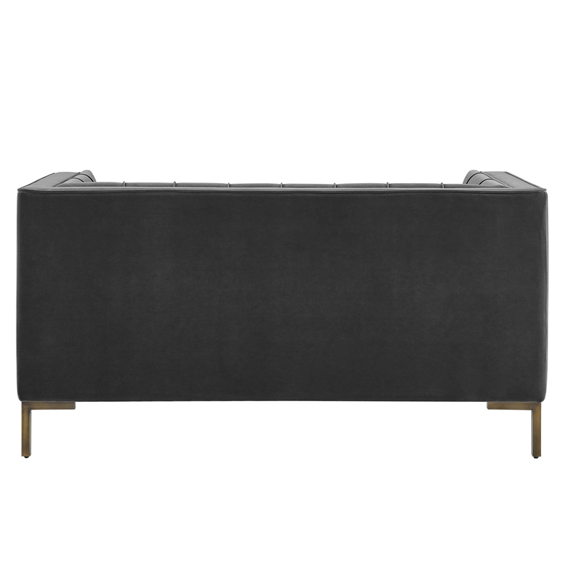 Pemberly Row Contemporary Stitch Gray Velvet Button Tufted Loveseat