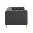Pemberly Row Contemporary Gray Velvet Button Tufted Loveseat