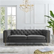 Pemberly Row Modern / Contemporary Gray Velvet Button Tufted Sofa