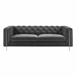 Pemberly Row Modern / Contemporary Gray Velvet Button Tufted Sofa