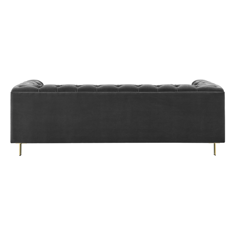 Pemberly Row Modern / Contemporary Gray Velvet Button Tufted Sofa
