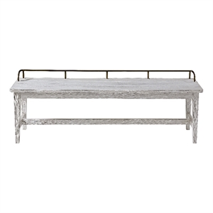 Pemberly Row Farmhouse / Country Ivory Finished Wood Dining Bench