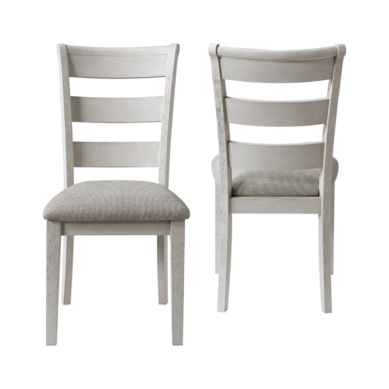 Pemberly Row Farmhouse / Country Ivory Ladderback Wood Side Chair