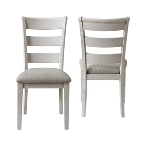 Pemberly Row Farmhouse / Country Ivory Ladderback Wood Side Chair