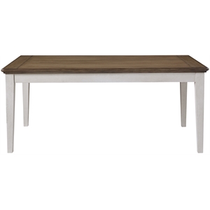 Pemberly Row Farmhouse 72&quot Ivory and Brown Wood Dining Table