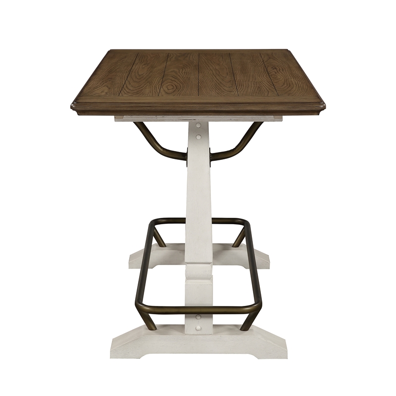 Pemberly Row Ivory and Brown Wood Counter Height Gathering Table