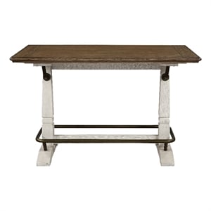 Pemberly Row Ivory and Brown Wood Counter Height Gathering Table