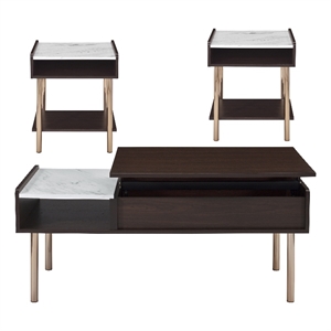 Pemberly Row Mid-Century Walnut Finished Wood 3-piece Occasional Set