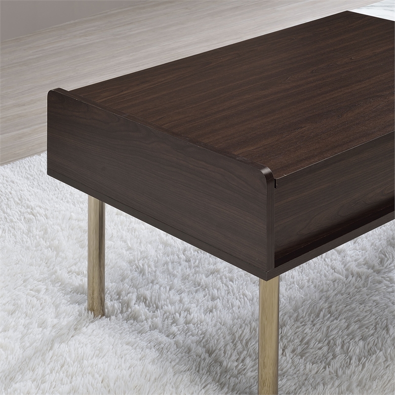 Pemberly Row Mid-Century Walnut Finished Wood Lift-Top Cocktail Table