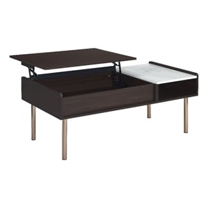 Pemberly Row Mid-Century Walnut Finished Wood Lift-Top Cocktail Table