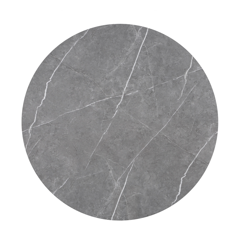 Pemberly Row Engineered Wood Contemporary Faux Marble Dining Table Gray
