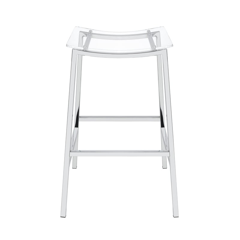 Pemberly Row Backless Bar Stool with Acrylic Seat in Clear (Set of 2)
