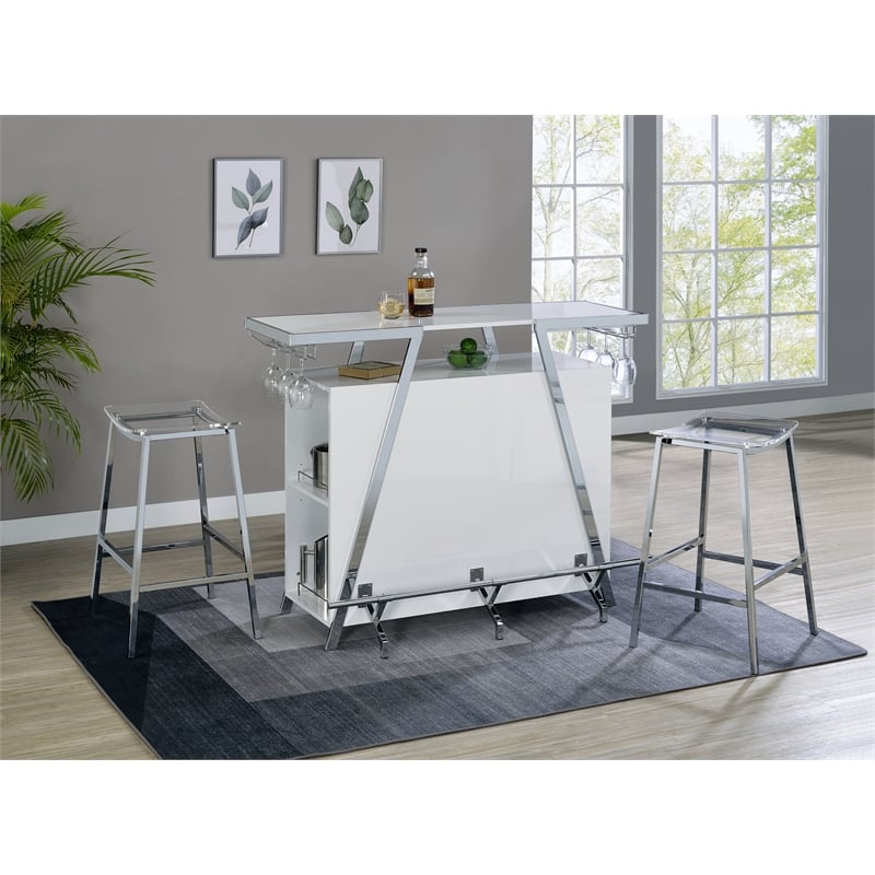 Pemberly Row Backless Bar Stool with Acrylic Seat in Clear (Set of 2)