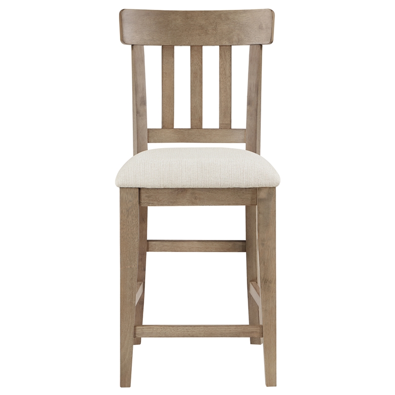 Pemberly Row Polyester Upholstered Counter Chair in Brown (Set of 2)