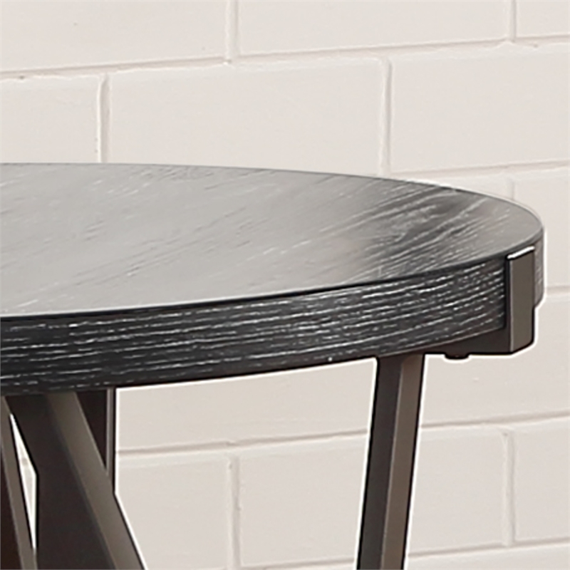 Pemberly Row Iron Farmhouse / Country Eclectic End Table in Gray