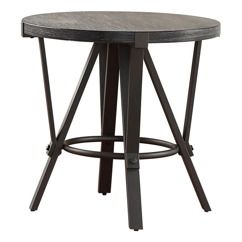 Pemberly Row Iron Farmhouse / Country Eclectic End Table in Gray