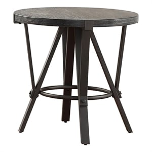 Pemberly Row Iron Farmhouse / Country Eclectic End Table in Gray