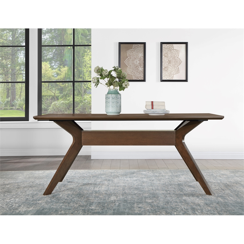 Pemberly Row Transitional Engineered Wood Dining Table in Brown