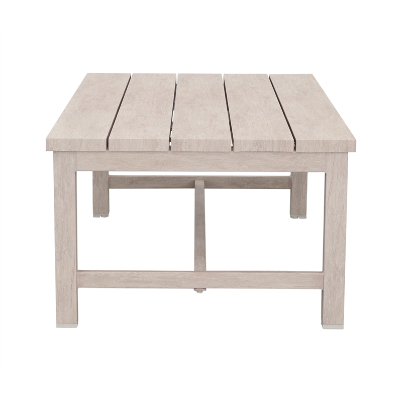 Pemberly Row Transitional Powder-Coated Aluminum Coffee Table in White