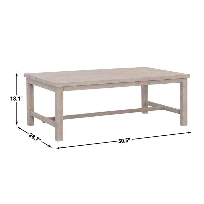 Pemberly Row Transitional Powder-Coated Aluminum Coffee Table in White