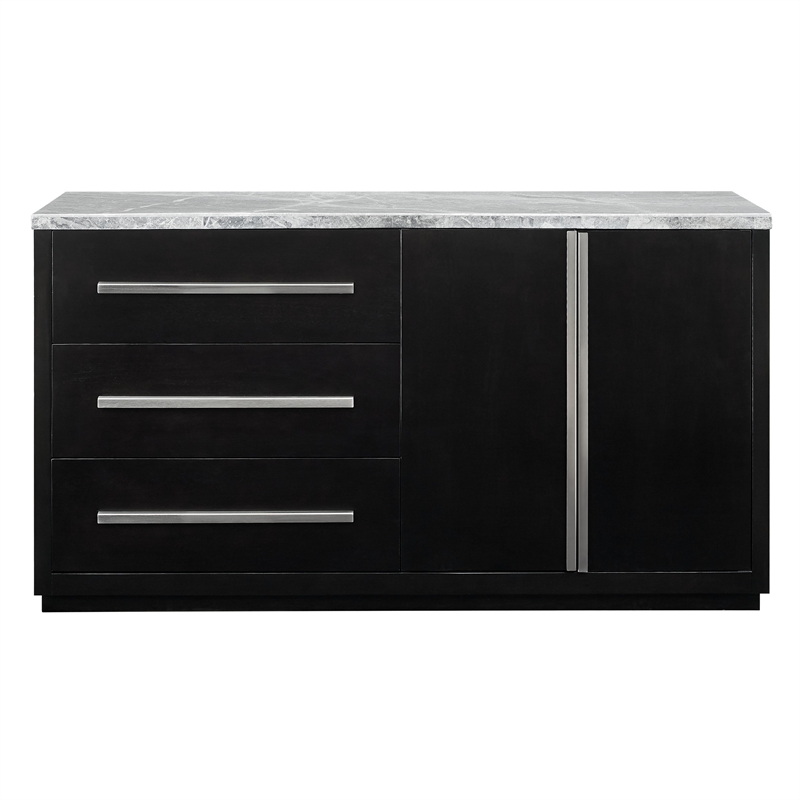 Pemberly Row Contemporary Marble Top Buffet/Server in Gray/Black
