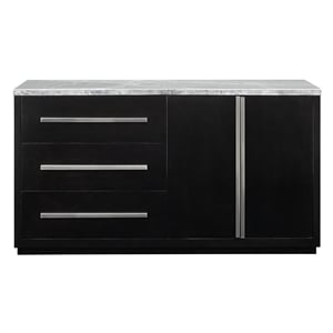 Pemberly Row Contemporary Marble Top Buffet/Server in Gray/Black