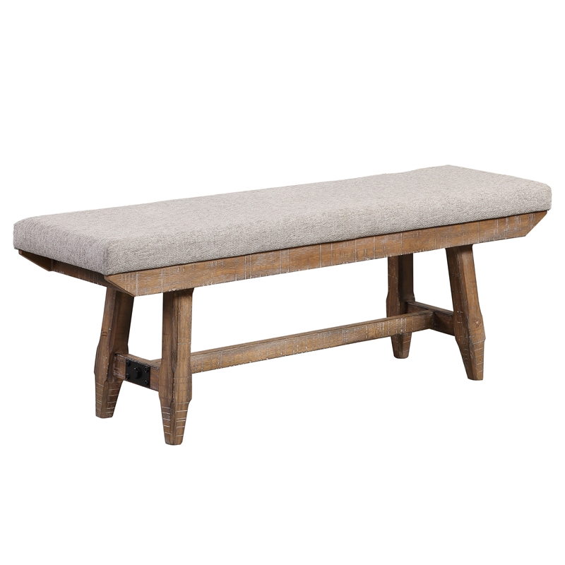 Pemberly Row Farmhouse Engineered Wood and Iron Bench in Brown