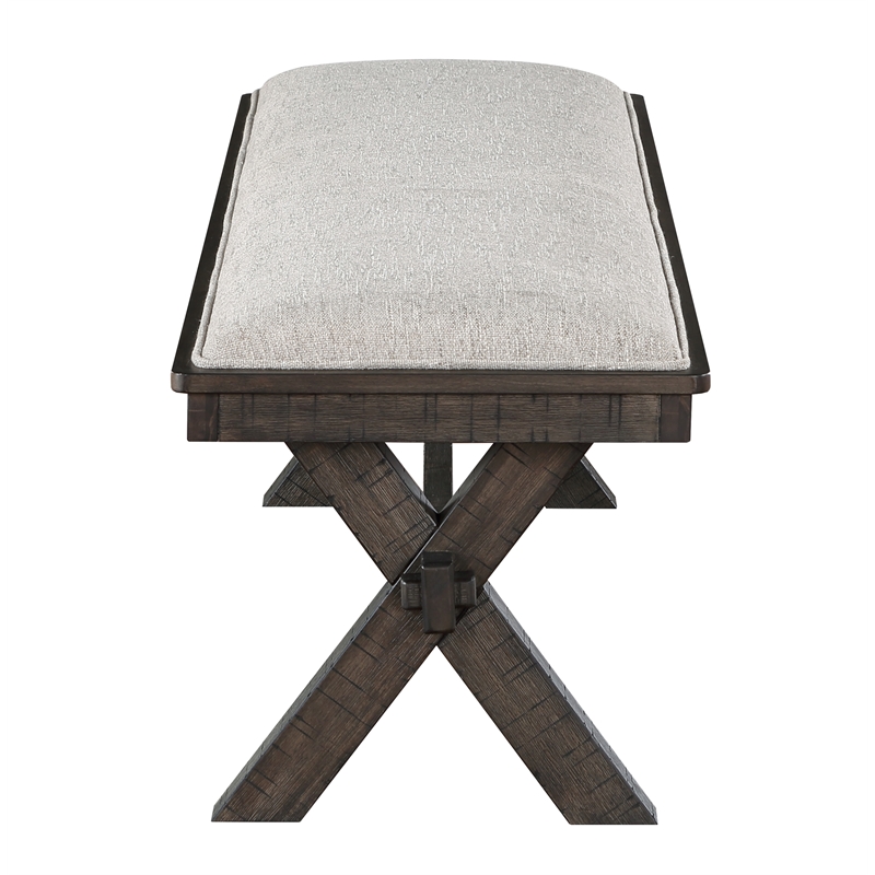 Pemberly Row Engineered Wood and Polyester Upholstered Bench in Black