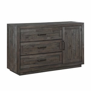 Pemberly Row Farmhouse Engineered Wood Buffet/Server in Black