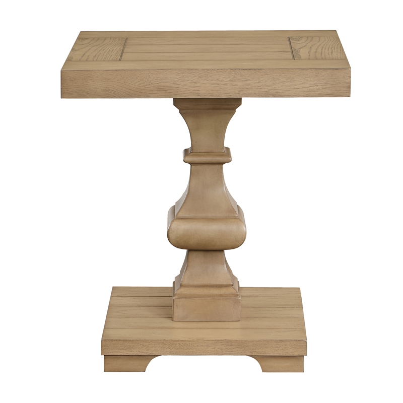 Pemberly Row Farmhouse Square Engineered Wood End Table in Brown