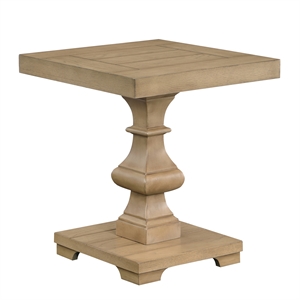 Pemberly Row Farmhouse Square Engineered Wood End Table in Brown