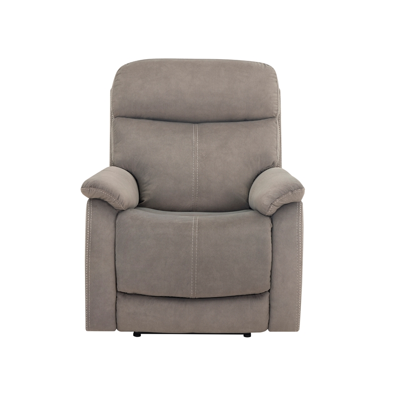 Pemberly Row Polyester Upholstered Single Power Recliner in Gray