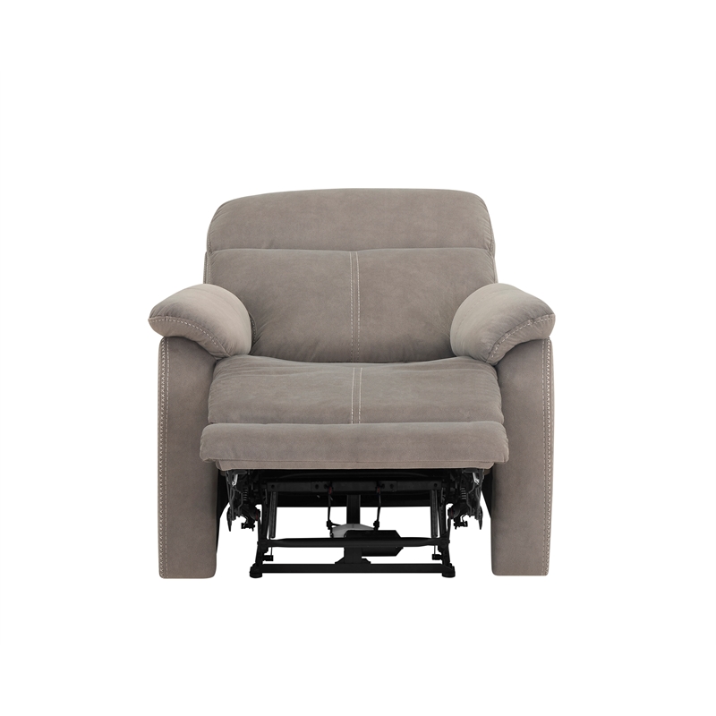 Pemberly Row Polyester Upholstered Single Power Recliner in Gray