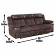 Pemberly Row Polyestered Upholstered Manual Recliner Sofa in Brown