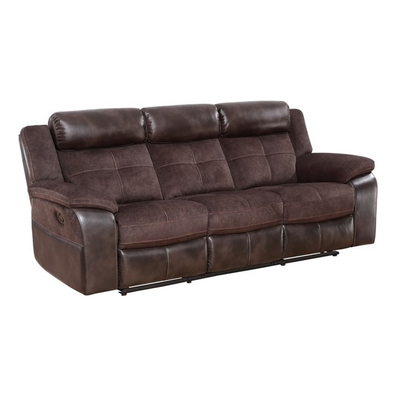 Pemberly Row Polyestered Upholstered Manual Recliner Sofa in Brown