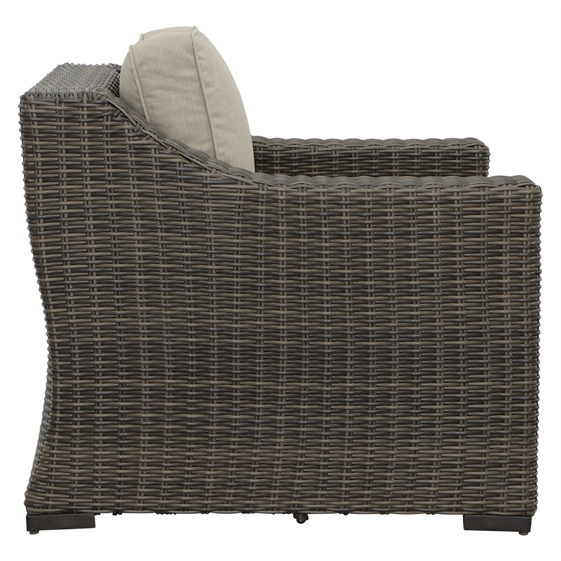 Pemberly Row Lounge Chair with Half Round Wicker in Brown (Set of 2)