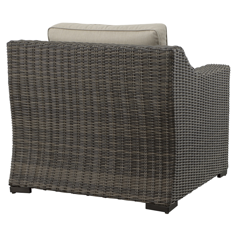 Pemberly Row Lounge Chair with Half Round Wicker in Brown (Set of 2)