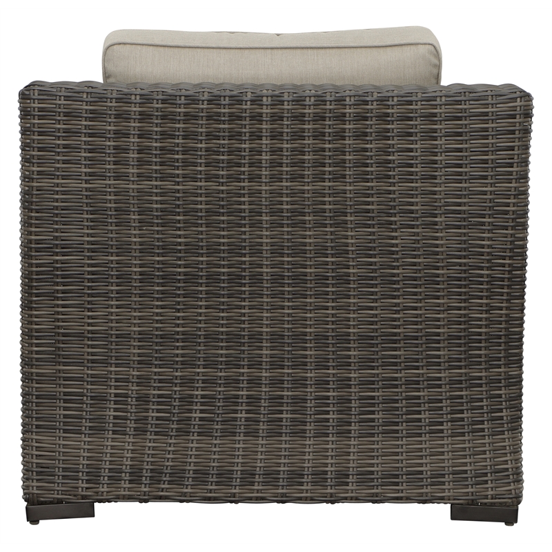 Pemberly Row Lounge Chair with Half Round Wicker in Brown (Set of 2)