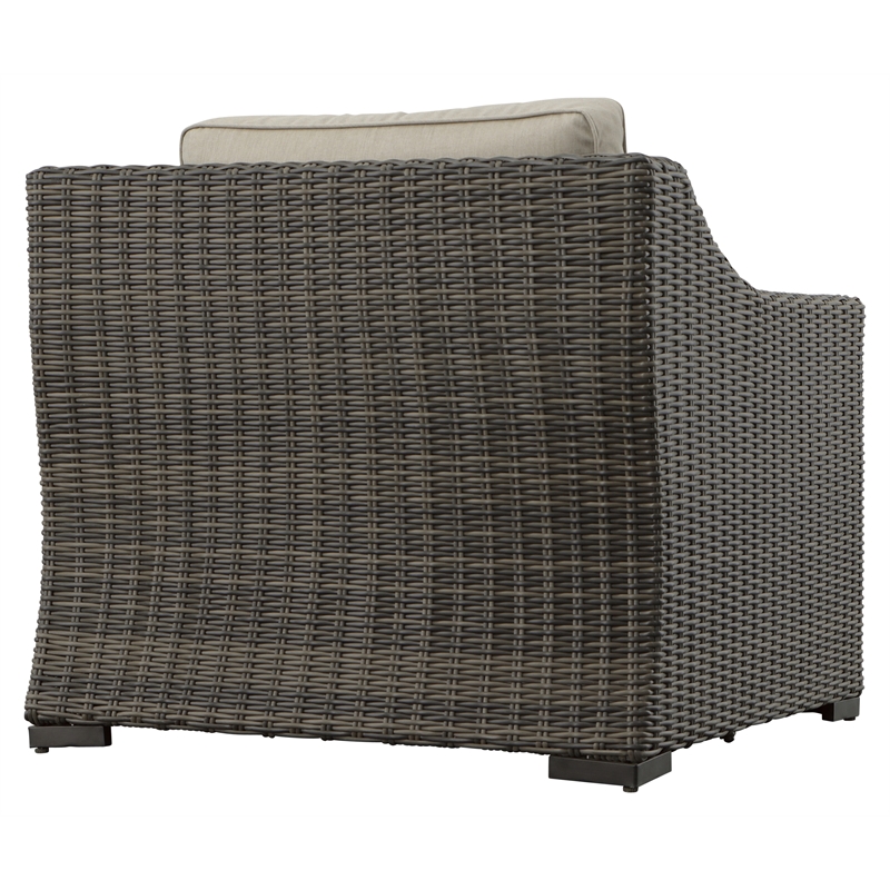 Pemberly Row Lounge Chair with Half Round Wicker in Brown (Set of 2)