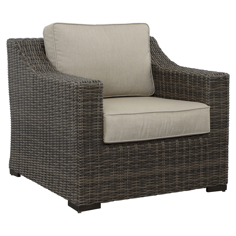 Pemberly Row Lounge Chair with Half Round Wicker in Brown (Set of 2)