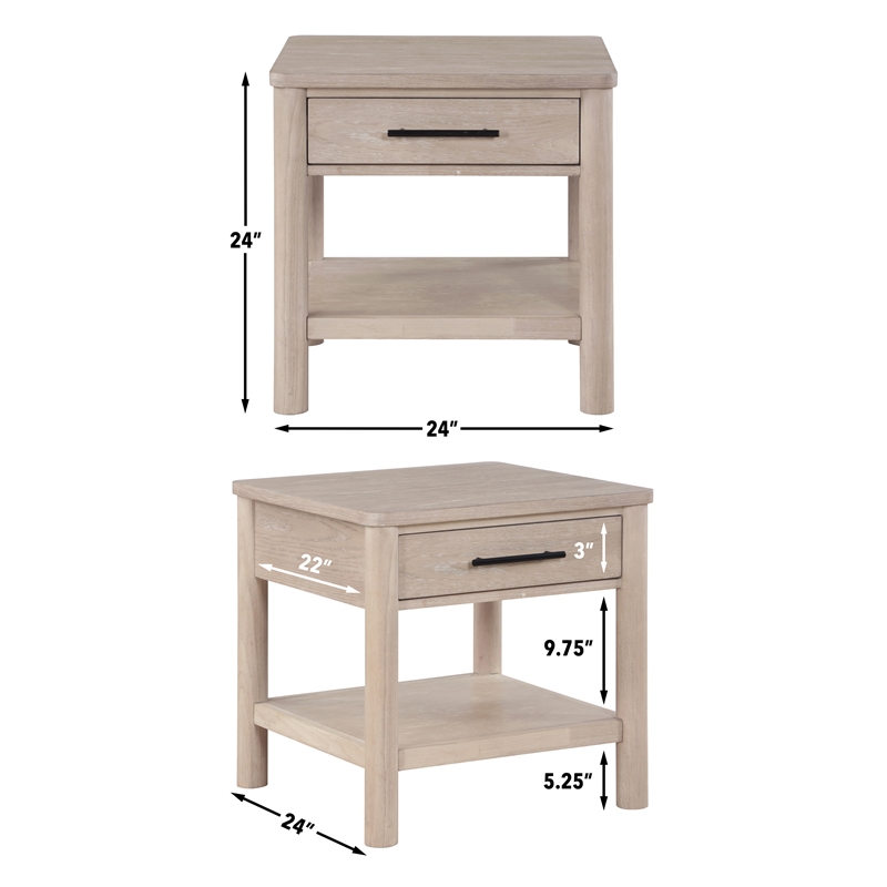 Pemberly Row Contemporary Engineered Wood End Table in Light Brown