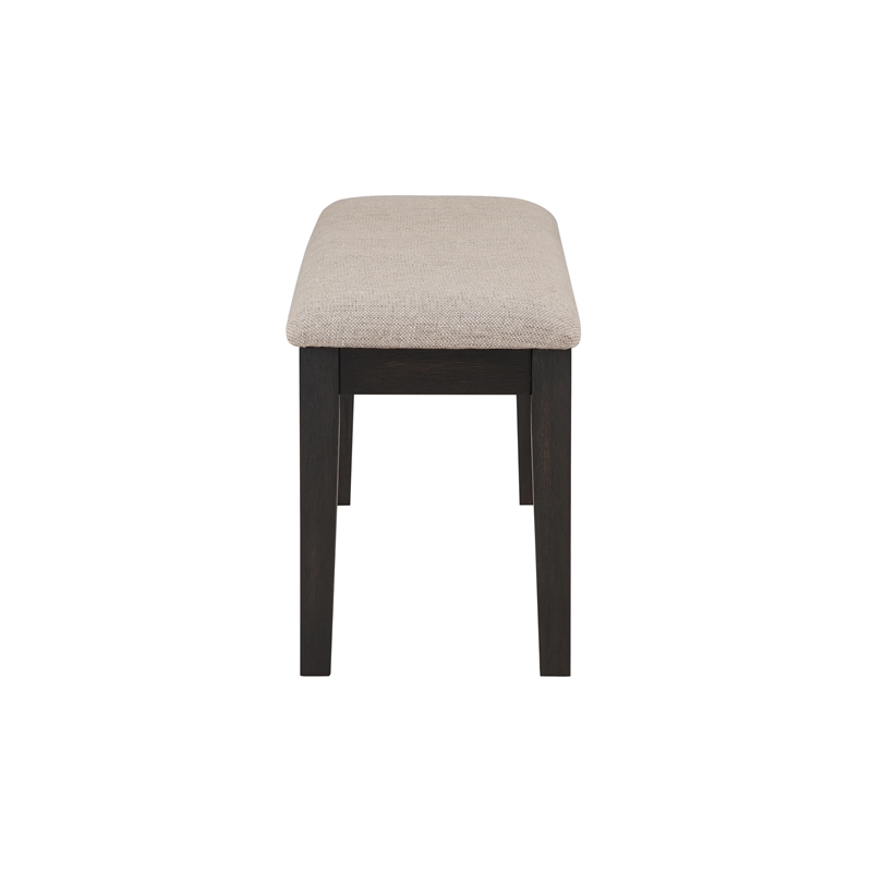 Pemberly Row Solid Wood and Polyester Upholstered Bench in Black