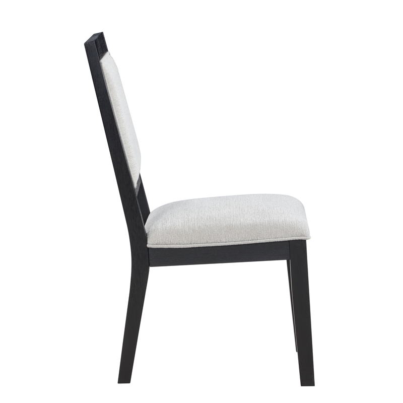 Pemberly Row Polyester Upholstered Dining Chair in Black (Set of 2)