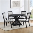 Pemberly Row Polyester Upholstered Dining Chair in Black (Set of 2)