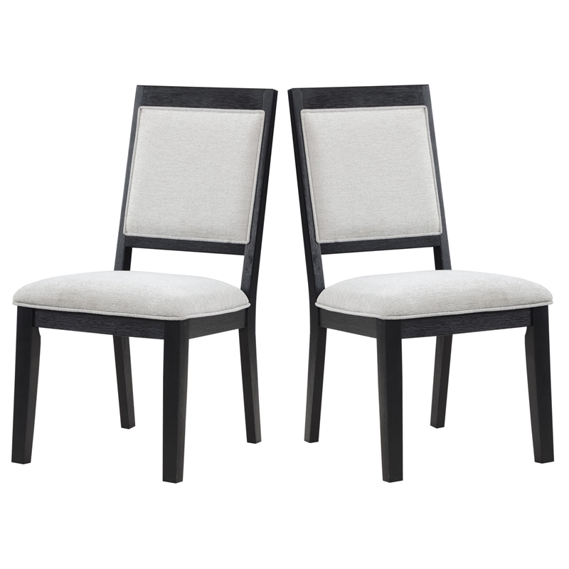Pemberly Row Polyester Upholstered Dining Chair in Black (Set of 2)