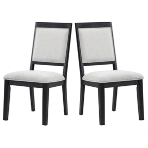 Pemberly Row Polyester Upholstered Dining Chair in Black (Set of 2)