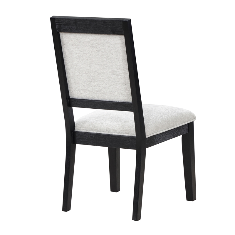 Pemberly Row Polyester Upholstered Dining Chair in Black (Set of 2)