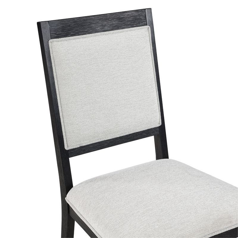 Pemberly Row Polyester Upholstered Dining Chair in Black (Set of 2)